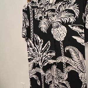 H&M Black and White Tropical Print Cotton Dress